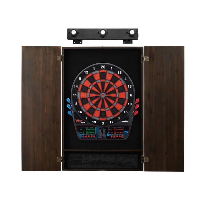 Viper Orion Electronic Dartboard, Metropolitan Espresso Cabinet & Shadow Buster Dartboard Light Bundle Darts Viper