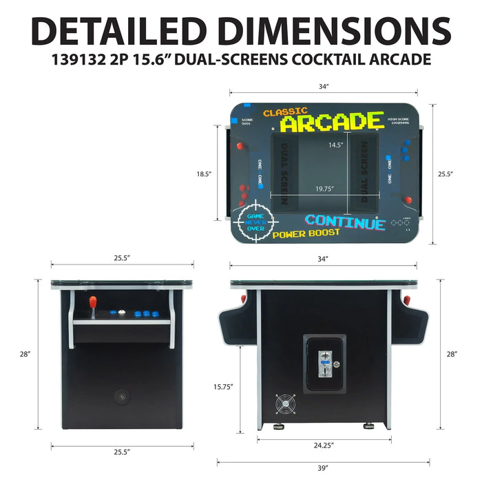 Creative Arcades | 2P Dual-Screen Cocktail Arcade | Street Fighter | Golden Tee | Galaga | Batman