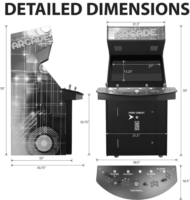 Creative Arcades | 4P Full Size Stand-up Arcade Machine | Street Fighter | MK | Golden Tee | Galaga