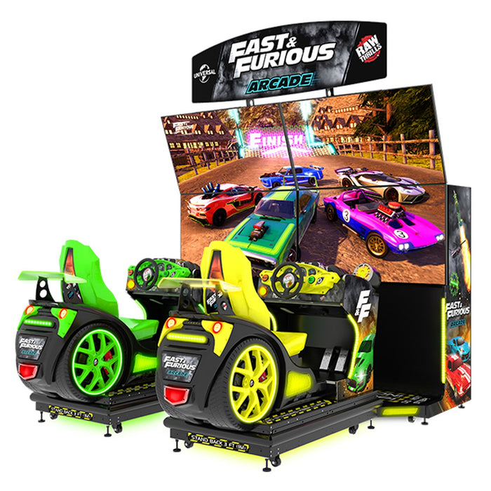 Raw Thrills |  Fast & Furious Arcade Motion Two Unit With Marquee