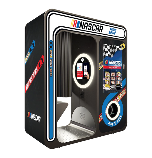 APPLE INDUSTRIES Photoma NASCAR-Licensed featuring a racing-themed photo booth with NASCAR branding