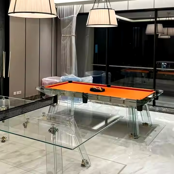 White Billiards | Glass pool table | The Skylar Modern Slate | Pool Table | Glass Luxury