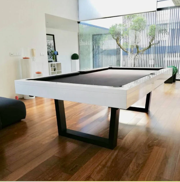 White Billiards | The Lorren Modern Slate  | Pool Table | 7'-8'-9' | Weather Resistant