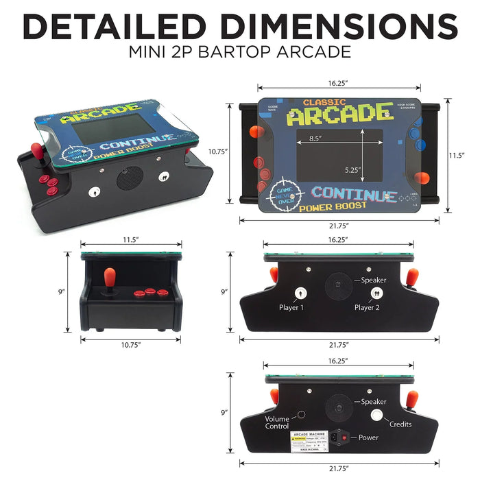 Creative Arcades | 2P Mini Cocktail 10" Arcade | Pac-Man | Ms Pac-Man | Galaga | Centipede & more