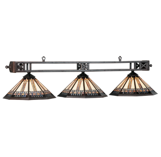 RAM Game Room | Winslow |54"| 3-Light Billiard Fixture | Metal Bar