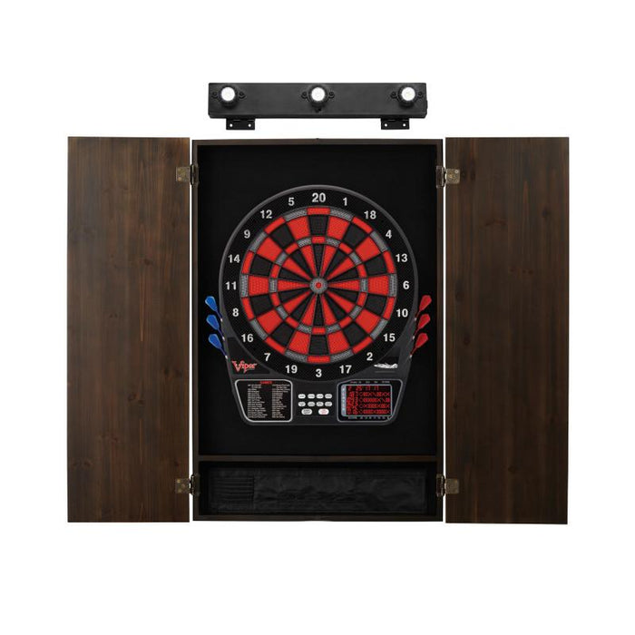 Viper | 797 Electronic Dartboard | Metropolitan Espresso Cabinet | Padded Dart Mat | The Bull Starts Here | Shadow Buster Dartboard Lights & Laser Throw Line Marker