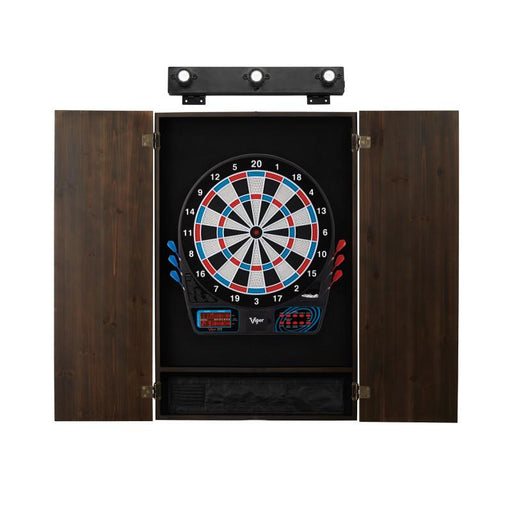 Viper 777 Electronic Dartboard, Metropolitan Espresso Cabinet & Shadow Buster Dartboard Light Bundle Darts Viper 