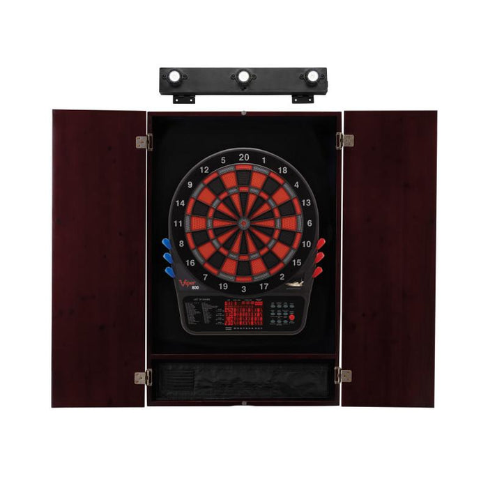 Viper | 800 Electronic Dartboard | Metropolitan Mahogany Cabinet | Laser Throw Line Marker | Padded Dart MAt | The Bull Starts Here | Shadow Buster Dartboard Lights