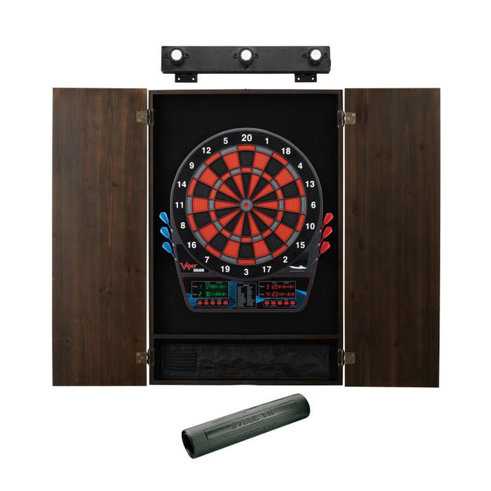 Viper | Orion Electronic Dartboard | Metropolitan Espresso Cabinet | Padded Dart Mat | The Bull Starts Here | Shadow Buster Dartboard Lights & Laser Throw Line Marker