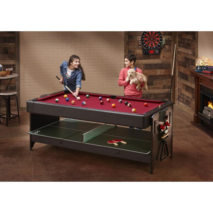 Fat Cat Original 3 - in - 1 Burgundy 7' Pockey™ Multi - Game Table