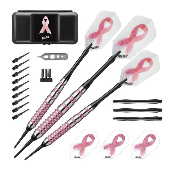 Fat Cat Pink Lady Soft Tip Darts 16 Grams and Casemaster Q - Vault Supreme Pink Cue Case