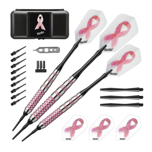 Fat Cat Pink Lady Soft Tip Darts 16 Grams, Viper Junior Pink Lady Cue, and Casemaster Cono Case