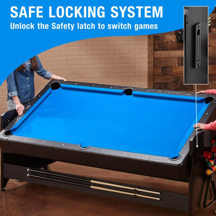 Fat Cats Billiards | 3 - in - 1 Blue 7' Pockey™ Multi - Game Table