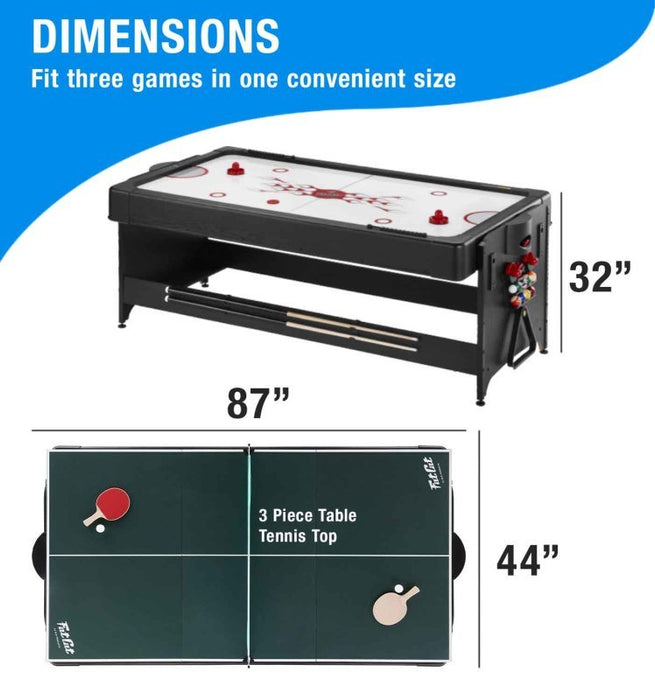 Fat Cats Billiards | 3 - in - 1 Blue 7' Pockey™ Multi - Game Table