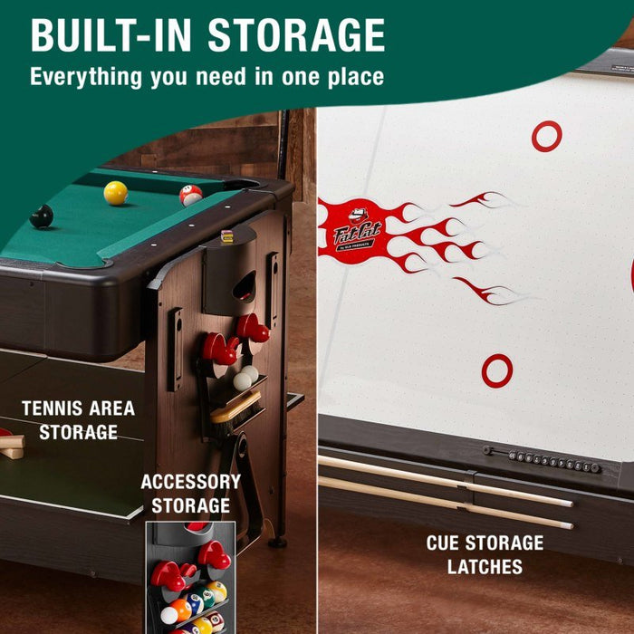 Fat Cats Billiards | 3 - in - 1 | Green | 7' Pockey™| Multi - Game Table