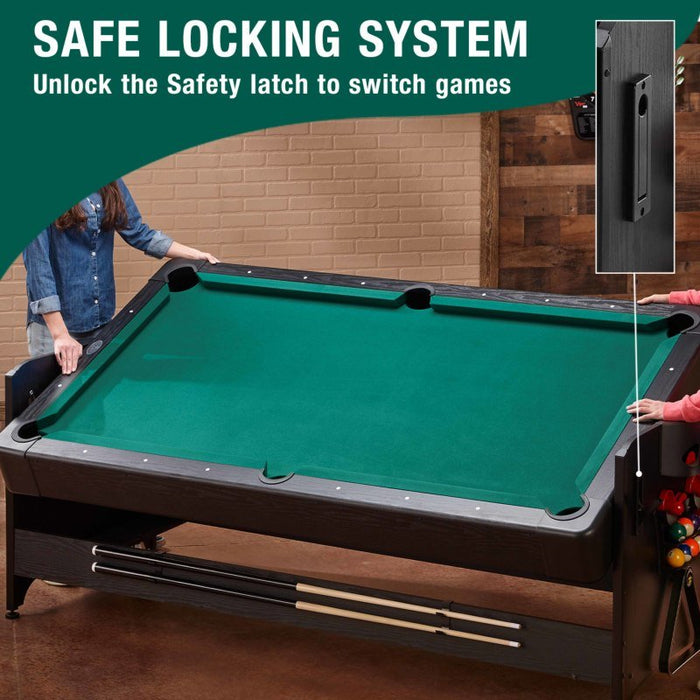 Fat Cats Billiards | 3 - in - 1 | Green | 7' Pockey™| Multi - Game Table