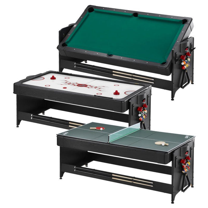 Fat Cats Billiards | 3 - in - 1 | Green | 7' Pockey™| Multi - Game Table