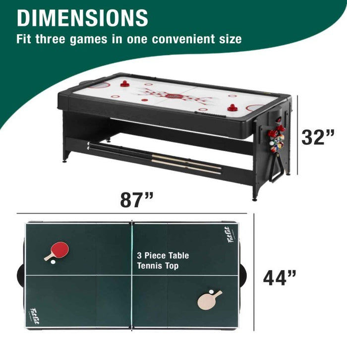 Fat Cats Billiards | 3 - in - 1 | Green | 7' Pockey™| Multi - Game Table