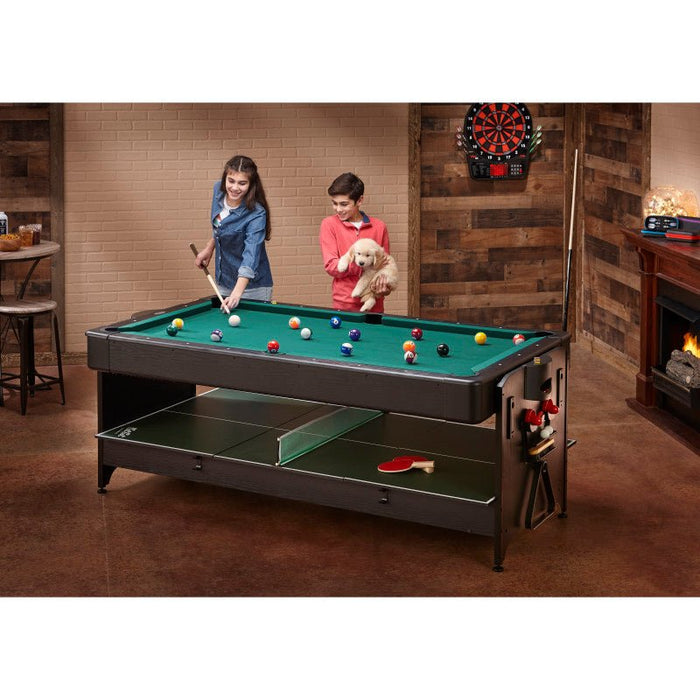 Fat Cats Billiards | 3 - in - 1 | Green | 7' Pockey™| Multi - Game Table