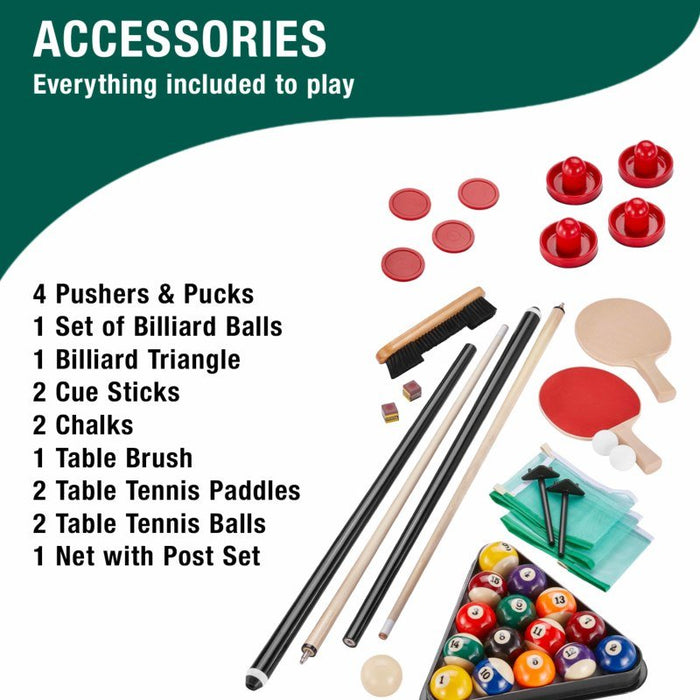 Fat Cats Billiards | 3 - in - 1 | Green | 7' Pockey™| Multi - Game Table