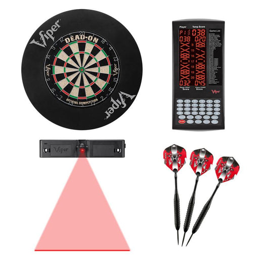 Viper Dead-On Bristle Dartboard, ProScore, Black Mariah Steel Tip Darts 22 Grams, Dart Laser Line, and Wall Defender Darts Viper 