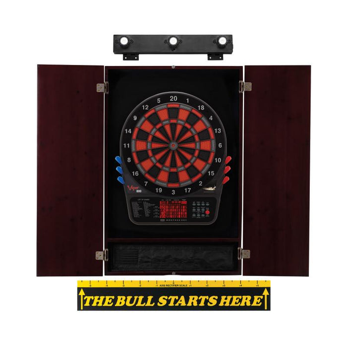 Viper | 800 Electronic Dartboard | Metropolitan Mahogany Cabinet | Laser Throw Line Marker | Padded Dart MAt | The Bull Starts Here | Shadow Buster Dartboard Lights