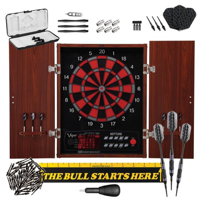 Viper | Neptune Electronic Dartboard |  "The Bull Starts Here" Throw Line Marker | Pitbull 18g | Bobcat Adjustable Weight | Blazer 16g | Soft Tip Darts