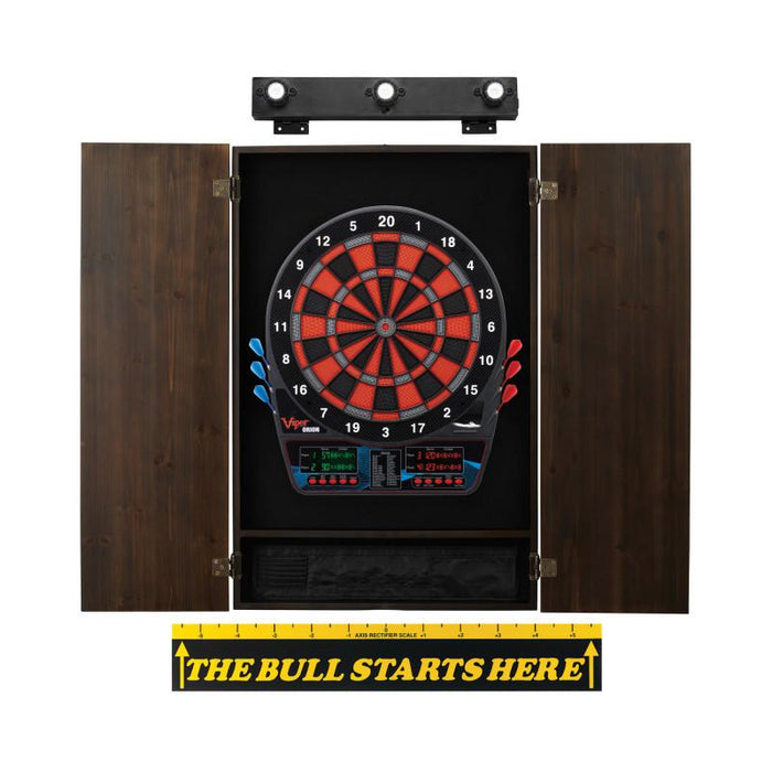 Viper | Orion Electronic Dartboard | Metropolitan Espresso Cabinet | Padded Dart Mat | The Bull Starts Here | Shadow Buster Dartboard Lights & Laser Throw Line Marker
