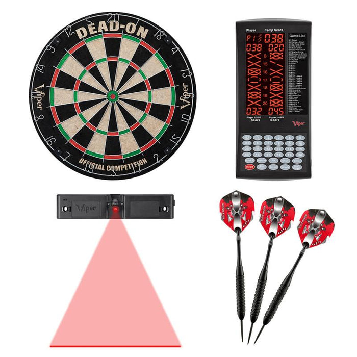 Viper Dead-On Bristle Dartboard, ProScore, Black Mariah Steel Tip Darts, and Laser Line Darts Viper 