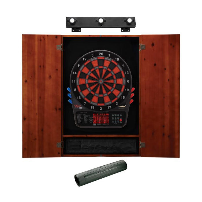 Viper 800 Electronic Dartboard, Metropolitan Cinnamon Cabinet, Dart Mat & Shadow Buster Dartboard Light Bundle Darts Viper 