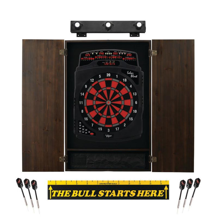 Viper | Solar Blast Electronic Dartboard | Metropolitan Espresso Cabinet | Padded Dart Mat | The Bull Starts Here | Shadow Buster Dartboard Lights & Laser Throw Line Marker
