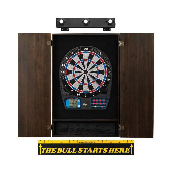Viper | 787 Electronic Dartboard | Metropolitan Espresso Cabinet | Padded Dart Mat | The Bull Starts Here | Shadow Buster Dartboard Lights & Laser Throw Line Marker