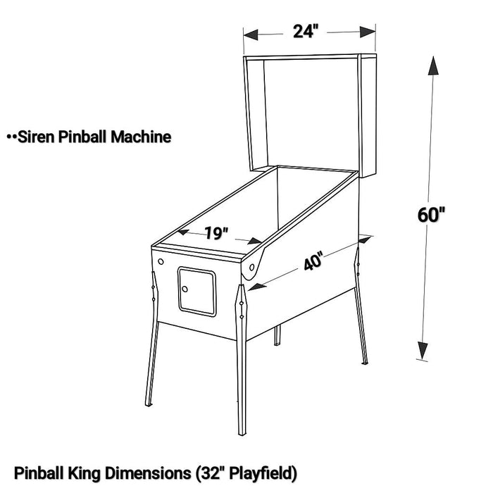 Pinball King | Siren | 32 - inch Playfield | Virtual Pinball Machine | Aluminum Rails