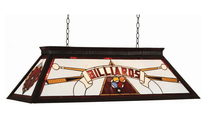 RAM Game Room | 44" | Black Metal Frame | Stained Glass | 4 - Light Knockdown Billiard Fixture
