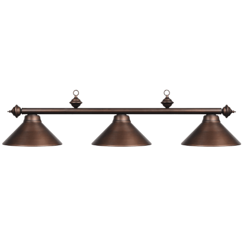 RAM Game Room | 54" | Metal Cone Shades | Suspension Chains | 3 - Light Billiard Fixture