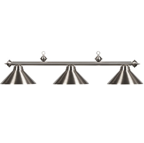 RAM Game Room | 54" | Metal Cone Shades | Suspension Chains | 3 - Light Billiard Fixture