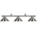RAM Game Room | 54" | Metal Cone Shades | Suspension Chains | 3 - Light Billiard Fixture