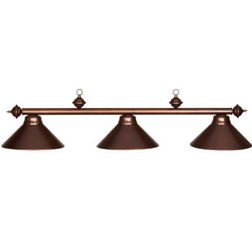 RAM Game Room | 54" | Metal Cone Shades | Suspension Chains | 3 - Light Billiard Fixture