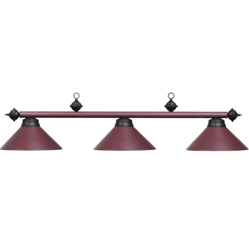 RAM Game Room | 54" | Metal Cone Shades | Suspension Chains | 3 - Light Billiard Fixture