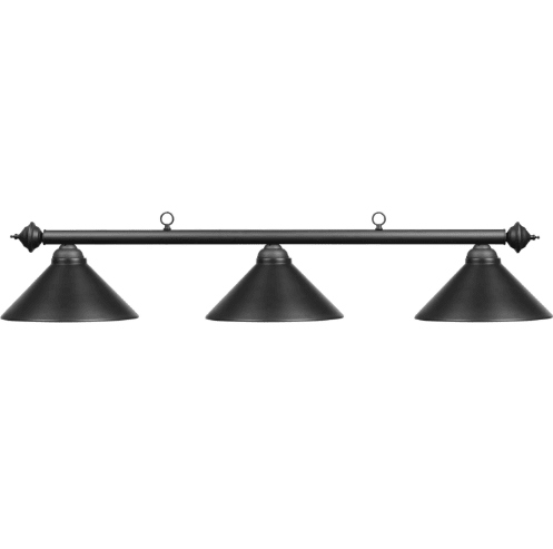 RAM Game Room | 54" | Metal Cone Shades | Suspension Chains | 3 - Light Billiard Fixture