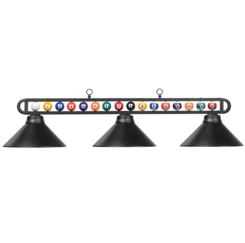 RAM Game Room | 56" | Billiard Balls Design | Metal Bar Frame | 3 - Shade Light Fixture