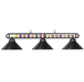RAM Game Room | 56" | Billiard Balls Design | Metal Bar Frame | 3 - Shade Light Fixture