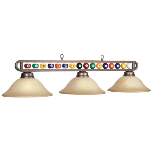 RAM Game Room | 56" | Billiard Balls Design | Metal Bar Frame | 3 - Shade Light Fixture