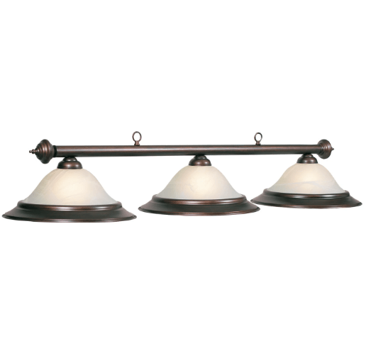 RAM Game Room | 60" | Alabaster Glass Shades | Metal Bar | 3 - Light Billiard Fixture