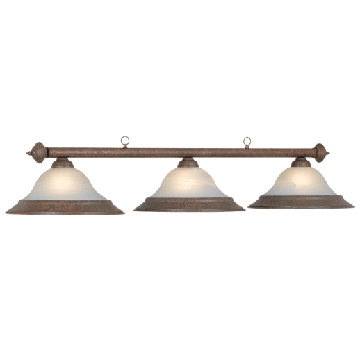 RAM Game Room | 60" | Alabaster Glass Shades | Metal Bar | 3 - Light Billiard Fixture