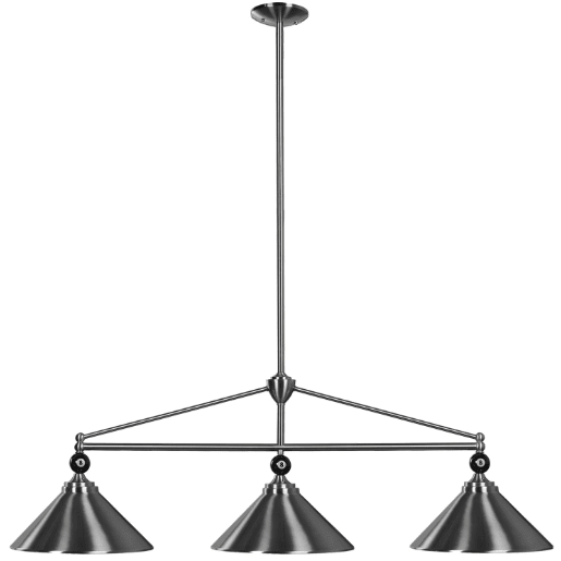RAM Game Room | Empire | 54" | Stainless Steel Finish | Cone - Shaped Shade | 3 - Light Billiard Fixture