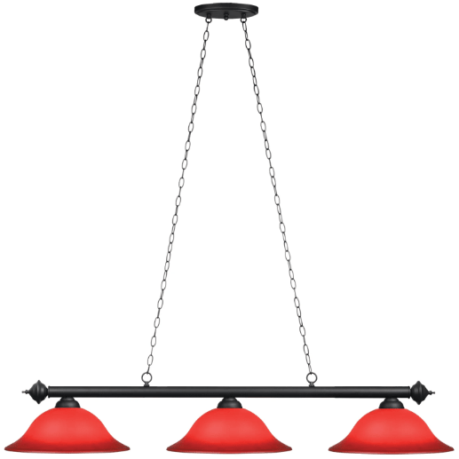 RAM Game Room | Marseilles | 60" | Painted Glass Shades | 3-Light Billiard Fixture