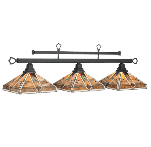 RAM Game Room | Melbourne | 54" | Stained Glass Shades | 3 - Light Billiard Fixture