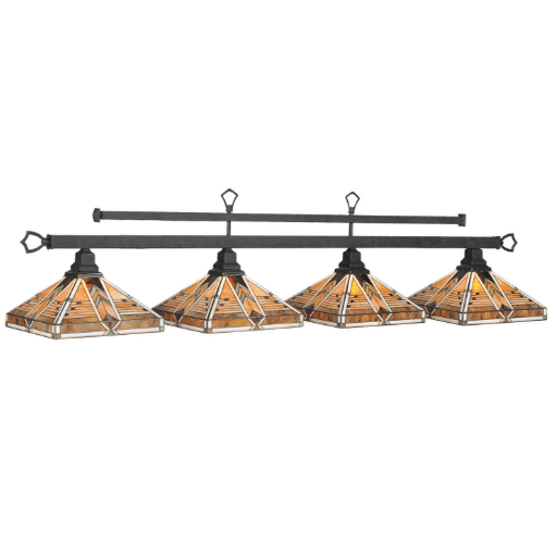 RAM Game Room | Melbourne | 78" | Stained Glass Shades | 4 - Light Billiard Fixture