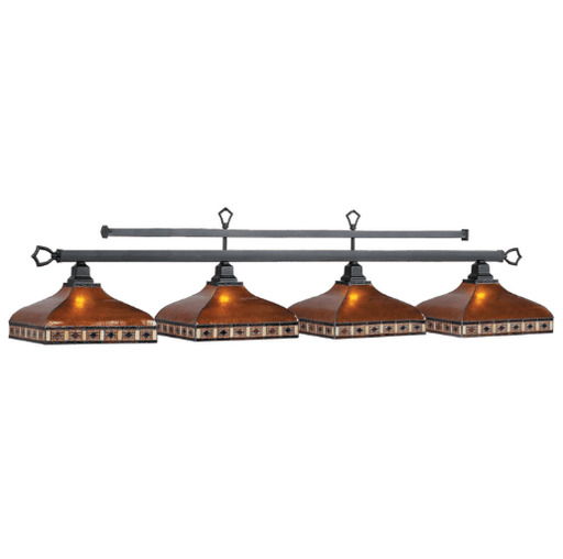 RAM Gameroom | Tahoe | 79" | Amber Mica Shades | Suspension Chains | 4 - Light Billiard Fixture